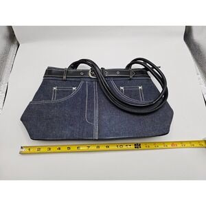 Jean style handbag pockets shoulder bag blue jeans